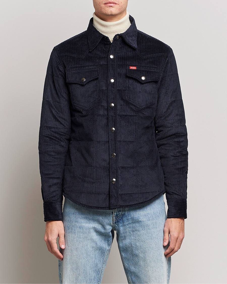 Heren | Overhemden | Holubar | Montana Padded Cord Overshirt Dark Blue