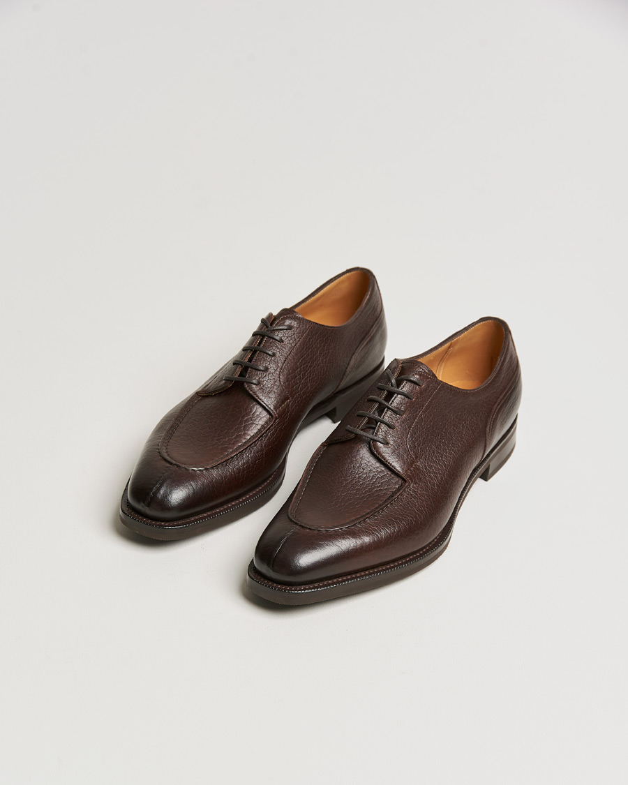 Heren | Handgemaakte schoenen | Edward Green | Dover Split Toe Derby Dark Brown London Grain