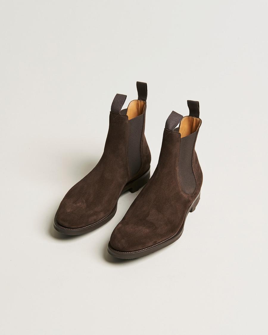 Heren |  | Edward Green | Newmarket Suede Chelsea Boot Espresso