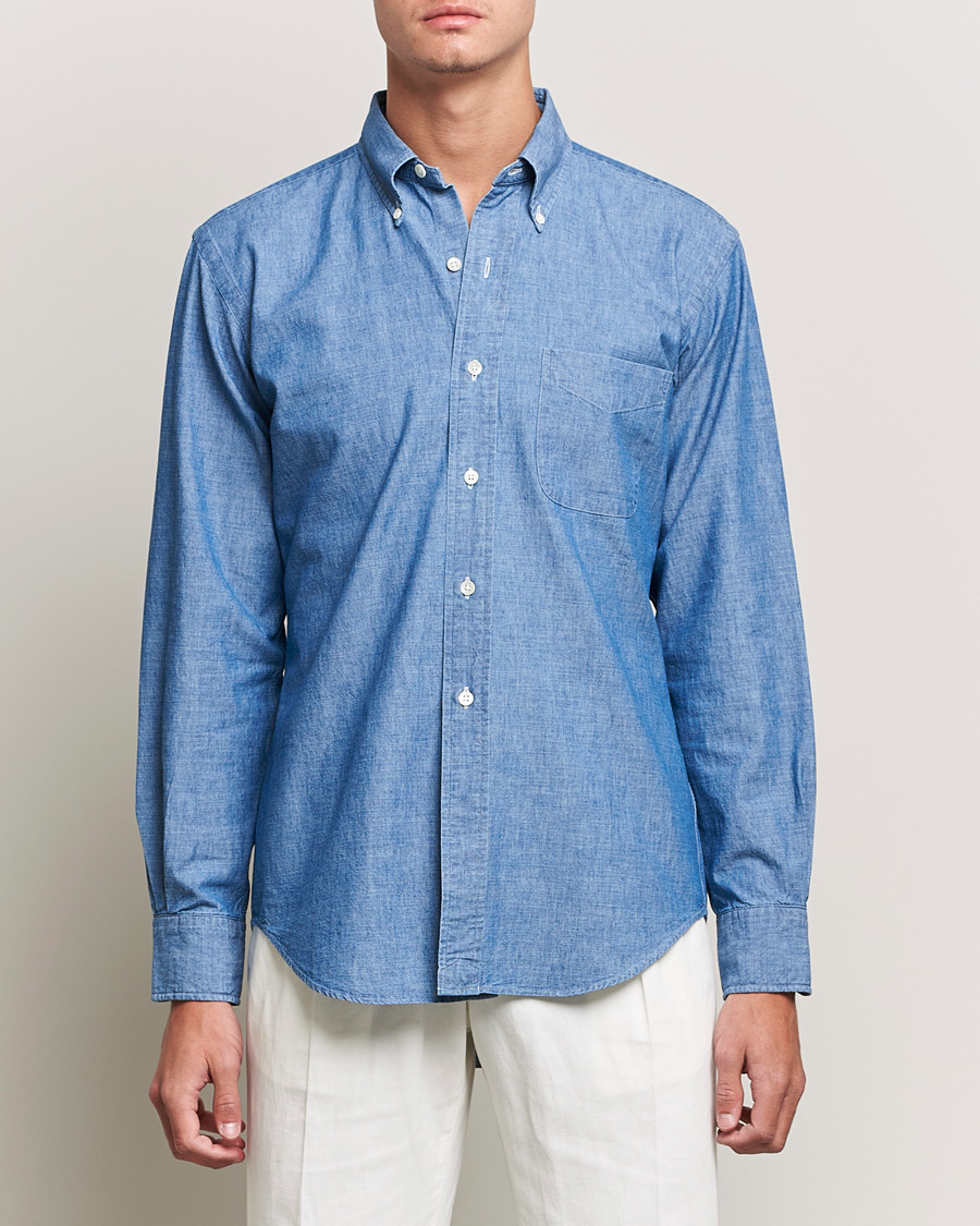 Heren | Overhemden | Kamakura Shirts | Vintage Ivy Chambray BD Shirt Light Blue