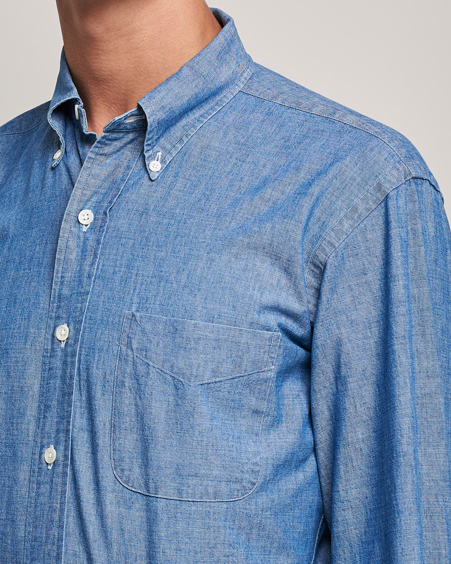 Heren | Overhemden | Kamakura Shirts | Vintage Ivy Chambray BD Shirt Light Blue