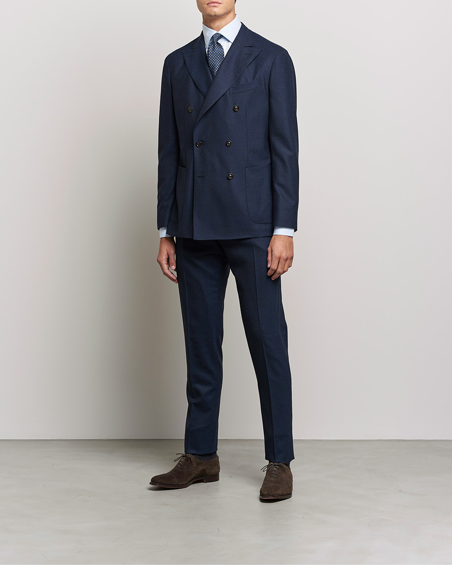 Heren | Pakken | Boglioli | K Jacket DB Flannel Suit Navy