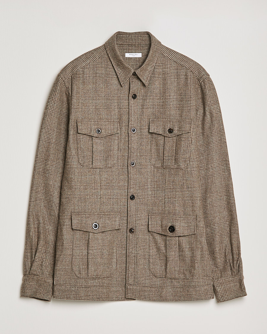 Heren | Overhemden | Boglioli | Check Flannel Overshirt Beige