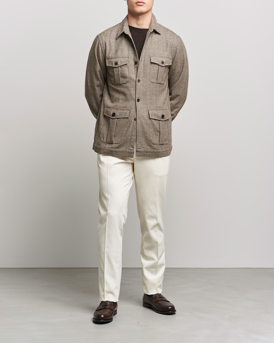 Heren | Overhemden | Boglioli | Check Flannel Overshirt Beige