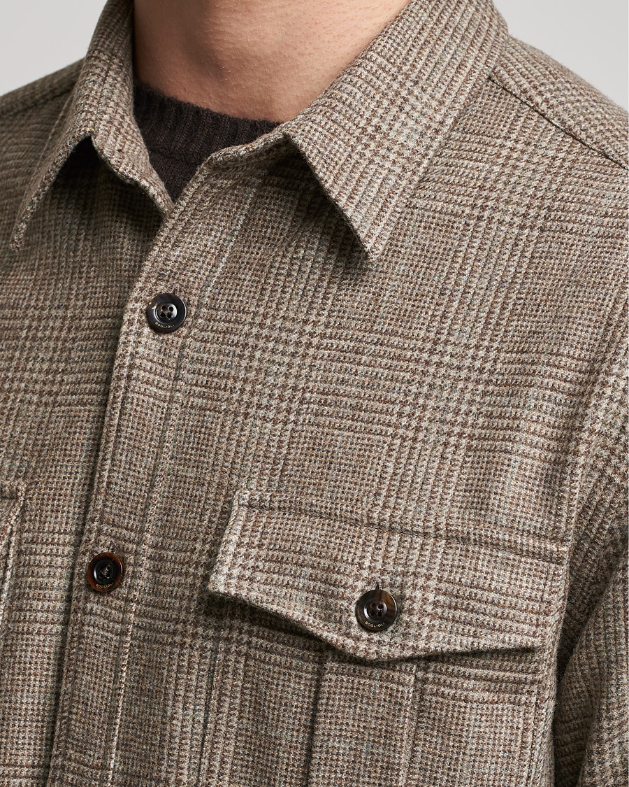 Heren | Overhemden | Boglioli | Check Flannel Overshirt Beige
