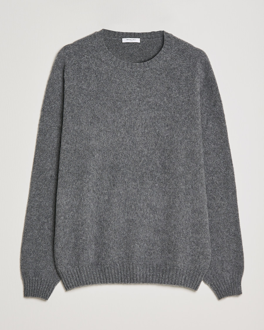 Heren | Truien | Boglioli | Brushed Cashmere Sweater Grey Melange