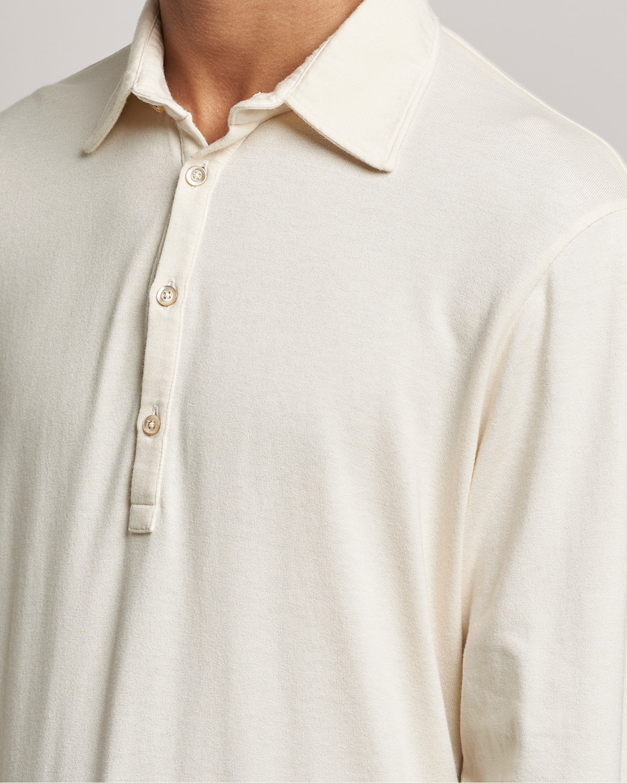 Heren | Truien | Boglioli | Long Sleeve Polo Shirt Off White