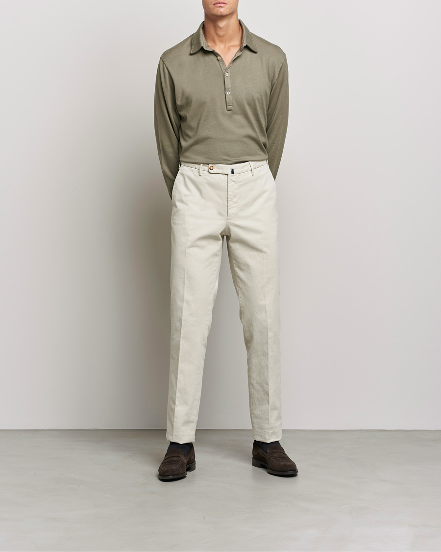 Heren | Truien | Boglioli | Long Sleeve Polo Shirt Sage Green
