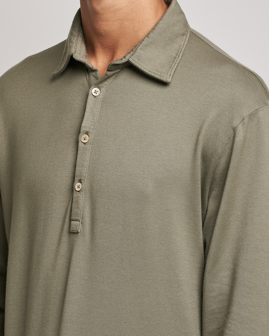 Heren | Truien | Boglioli | Long Sleeve Polo Shirt Sage Green