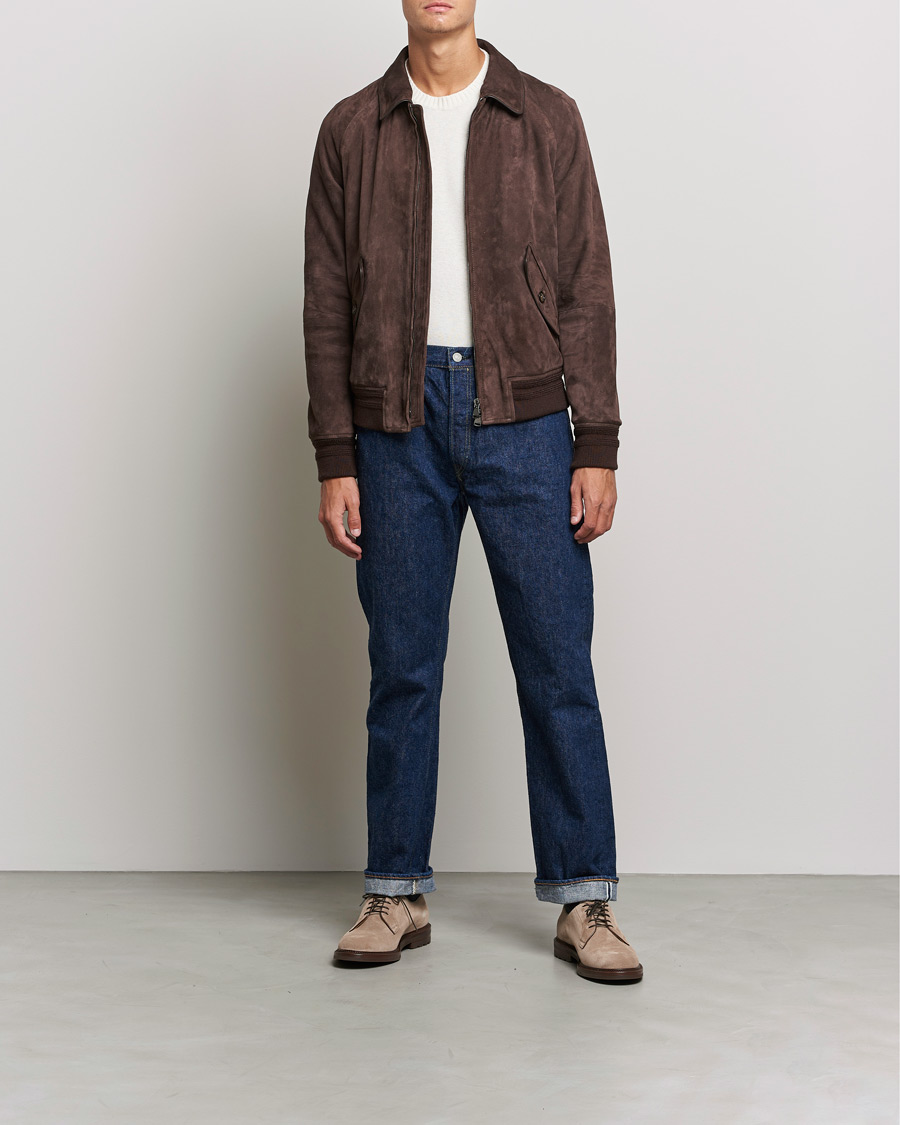 Heren | Jassen | Valstar | Suede Bomber Jacket Dark Brown
