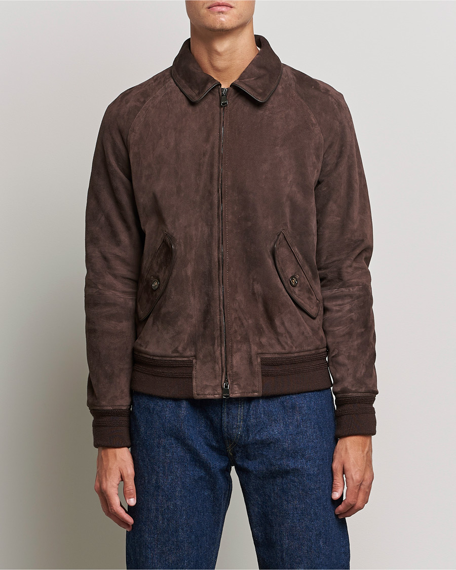 Heren | Jassen | Valstar | Suede Bomber Jacket Dark Brown