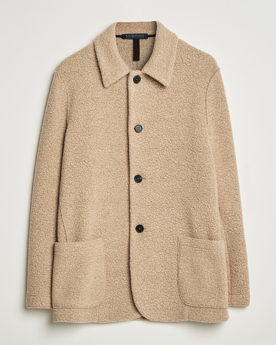 Heren | Overhemden | Harris Wharf London | Harrington Wool Boucleè Shirt Jacket Tan