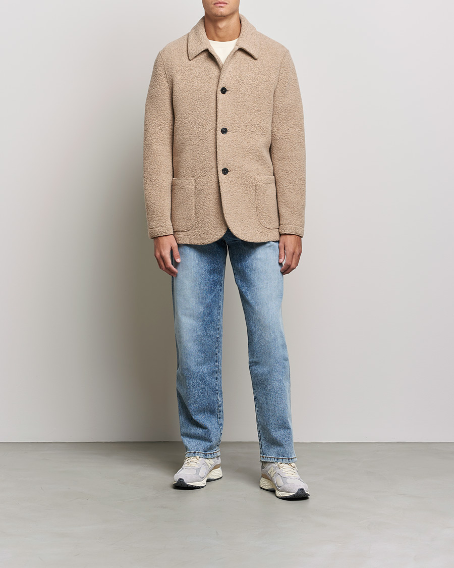 Heren | Overhemden | Harris Wharf London | Harrington Wool Boucleè Shirt Jacket Tan