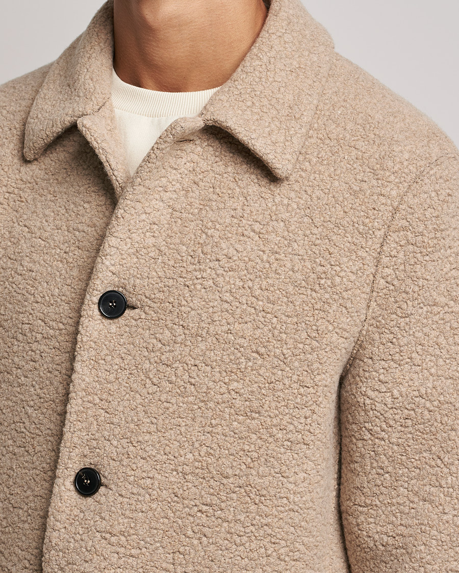 Heren | Overhemden | Harris Wharf London | Harrington Wool Boucleè Shirt Jacket Tan