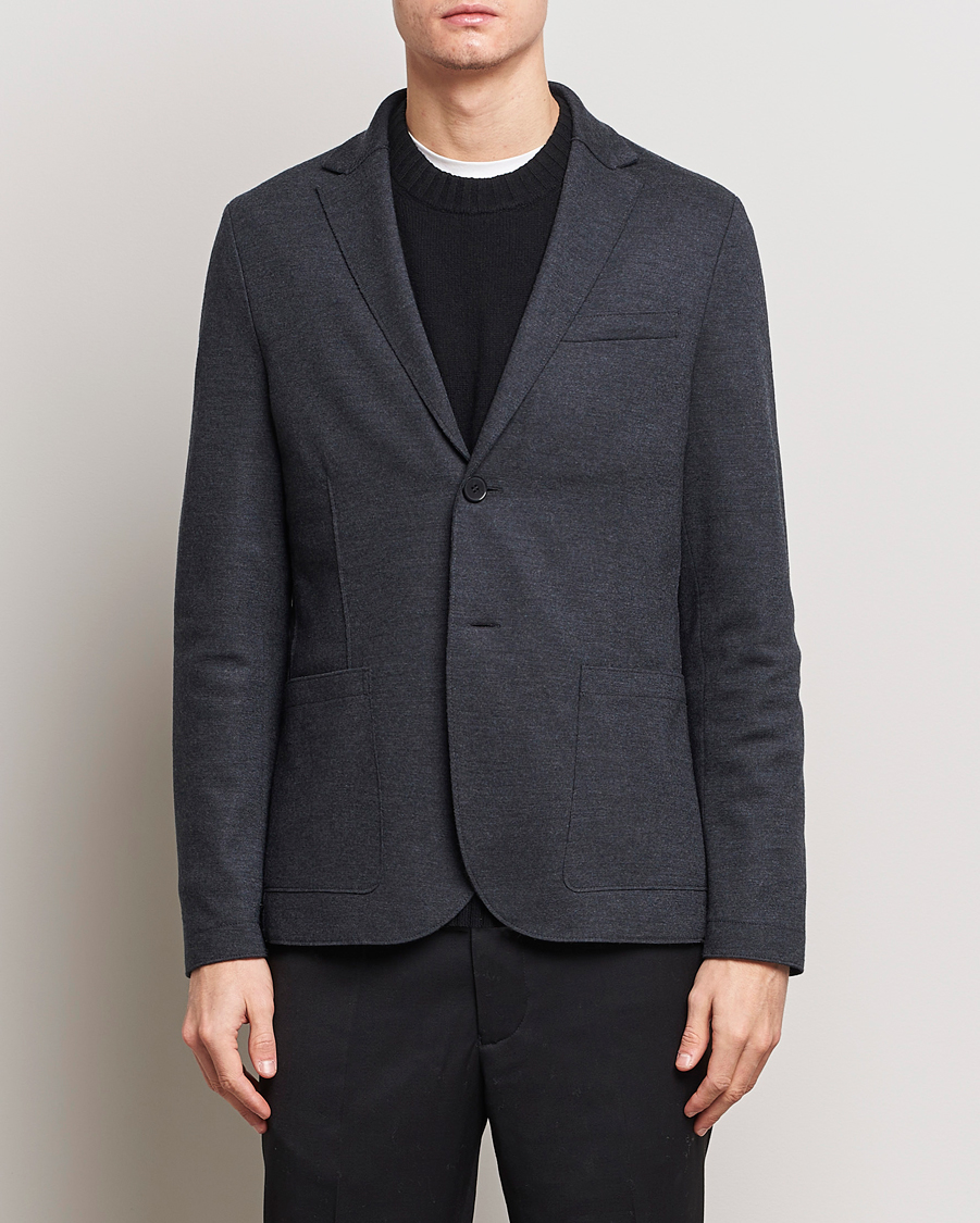 Heren | Blazers | Harris Wharf London | Two Button Vented Superfine Merino Blazer Anthracite