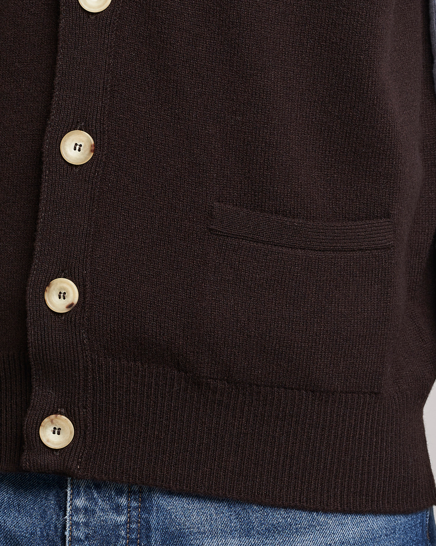 Heren | Truien | Drake's | Lambswool Vest Cardigan Brown