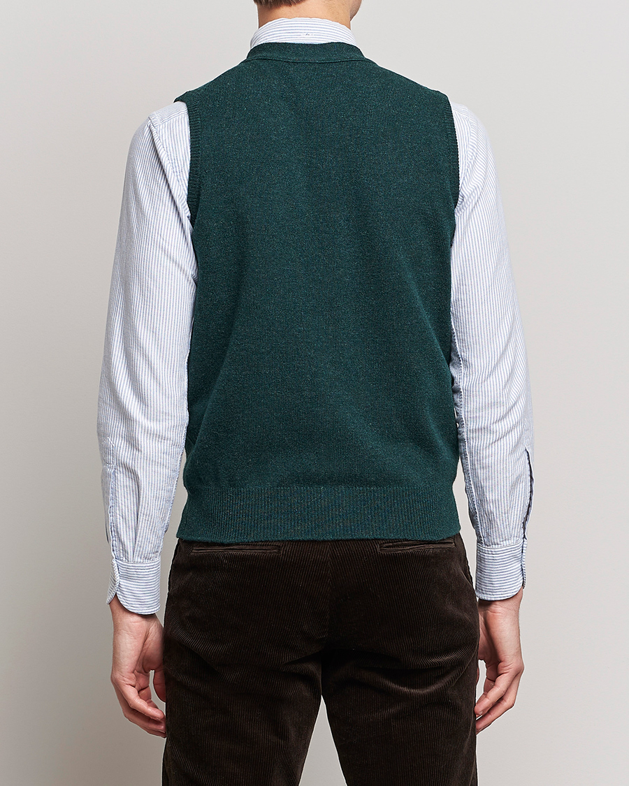 Heren | Truien | Drake's | Lambswool Vest Cardigan Green