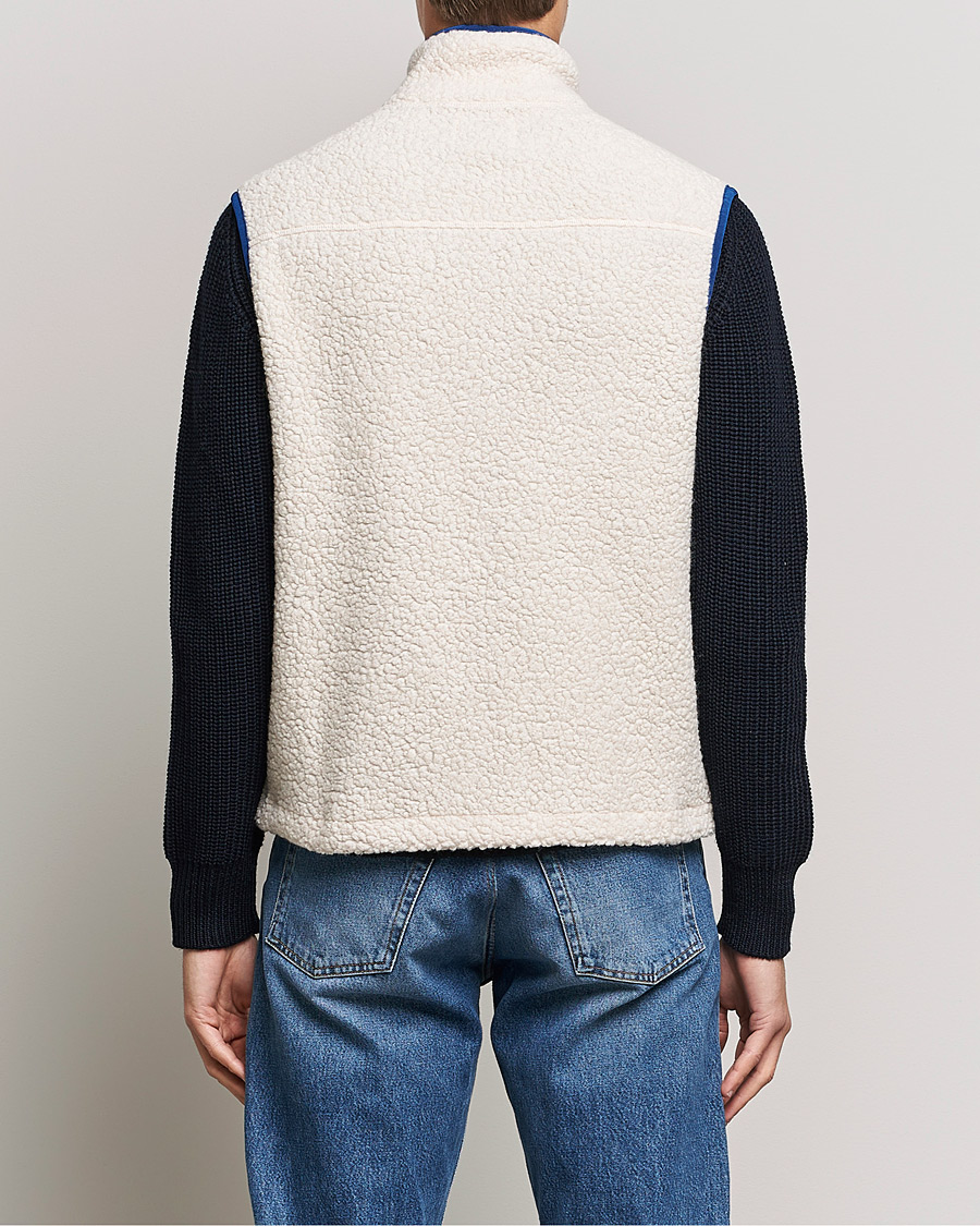 Heren | Truien | Drake's | Zip Through Fleece Vest Ecru