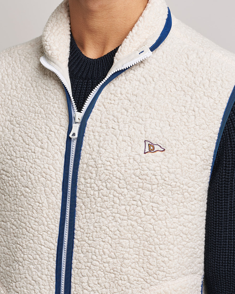 Heren | Truien | Drake's | Zip Through Fleece Vest Ecru
