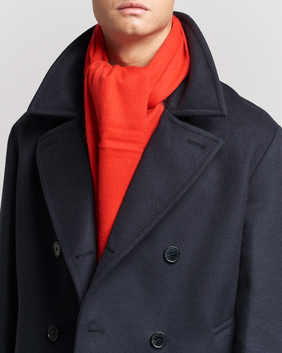 Heren | Drake's Geelongora Tasselled Scarf Red | Drake's | Geelongora Tasselled Scarf Red