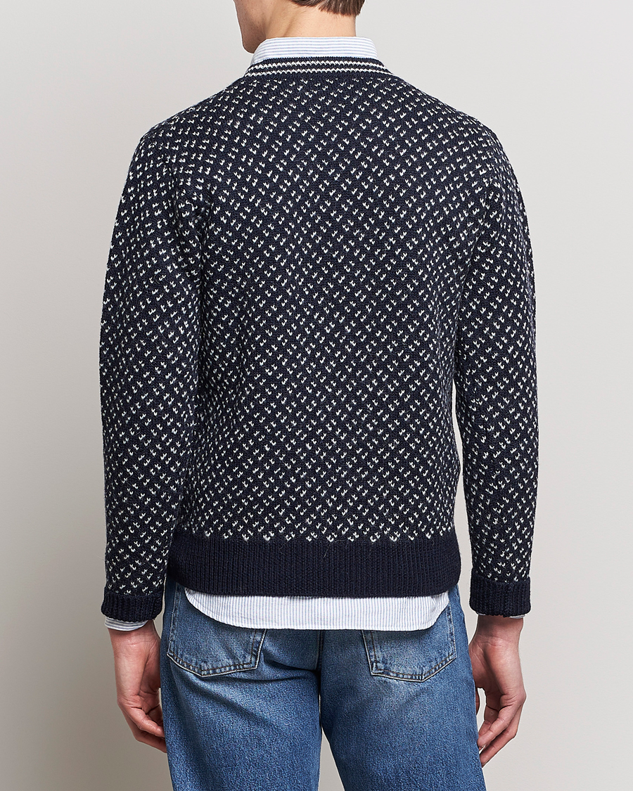 Heren | Truien | Drake's | Norwegian Wool/Alpaca Crew Navy