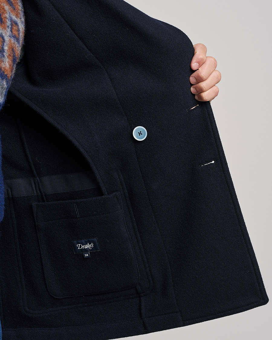 Heren | Blazers | Drake's | MKIII Double Breasted Wool/Flannel Blazer Navy