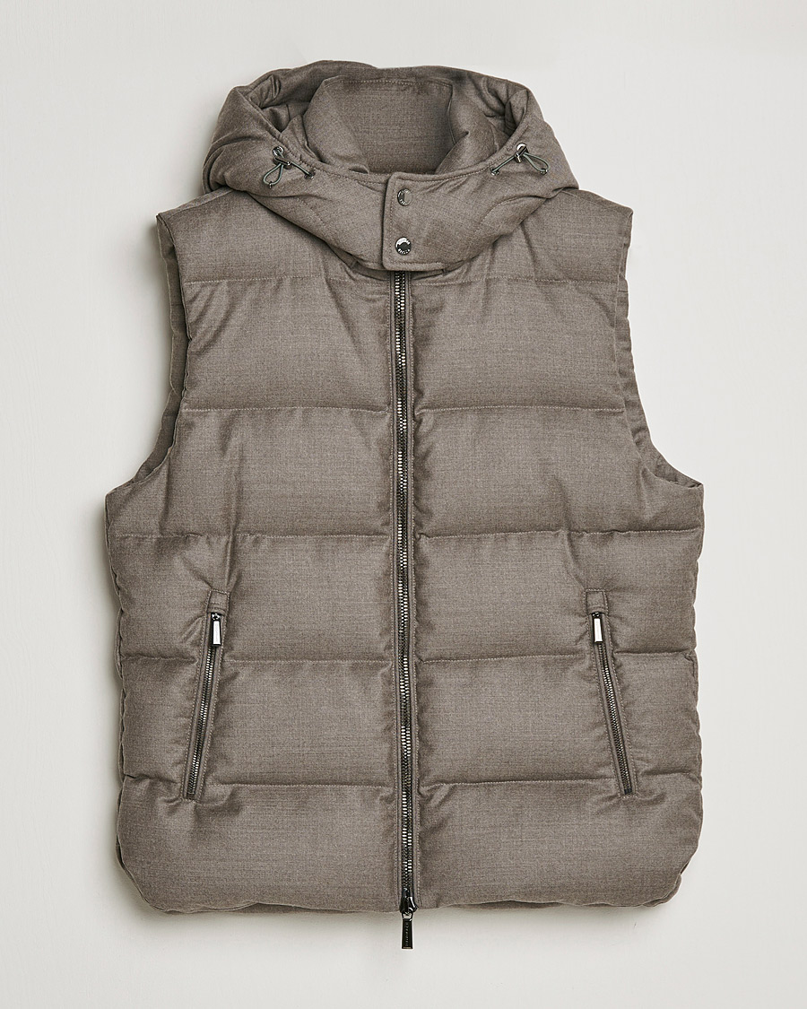 Heren | Jassen | MooRER | Fire Wool/Cashmere Hooded Vest Beige