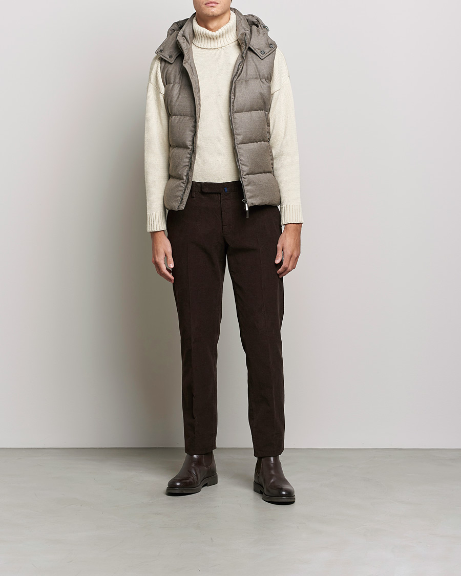 Heren | Jassen | MooRER | Fire Wool/Cashmere Hooded Vest Beige