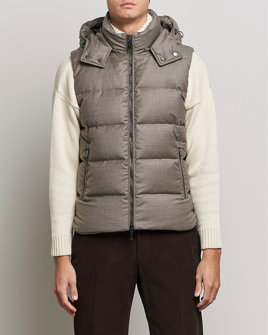 Heren | Jassen | MooRER | Fire Wool/Cashmere Hooded Vest Beige