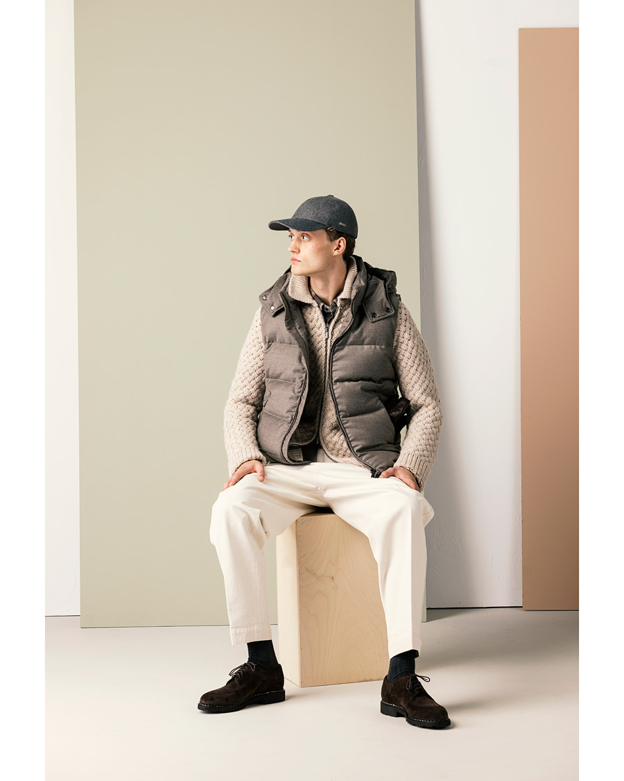 Heren | Jassen | MooRER | Fire Wool/Cashmere Hooded Vest Beige