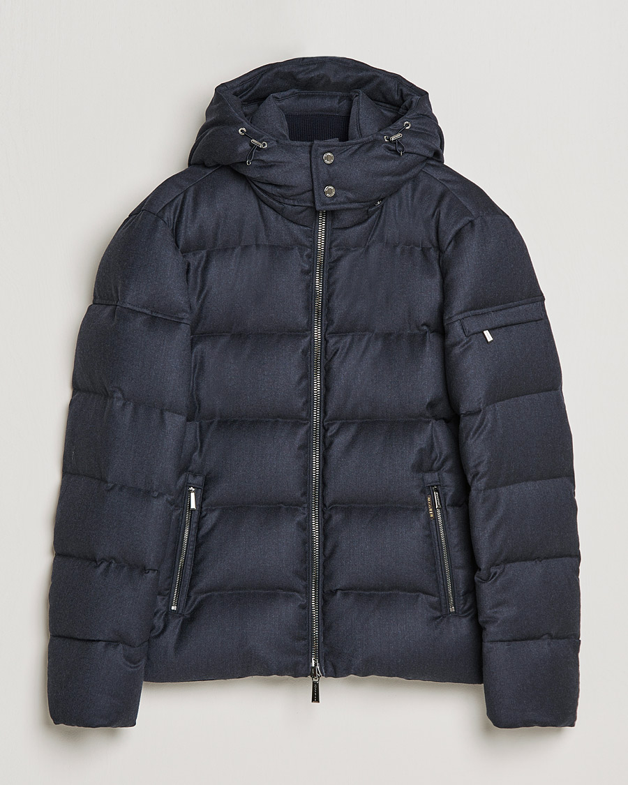 Heren | Jassen | MooRER | Brett Wool/Cashmere Hooded Jacket Blue Grey