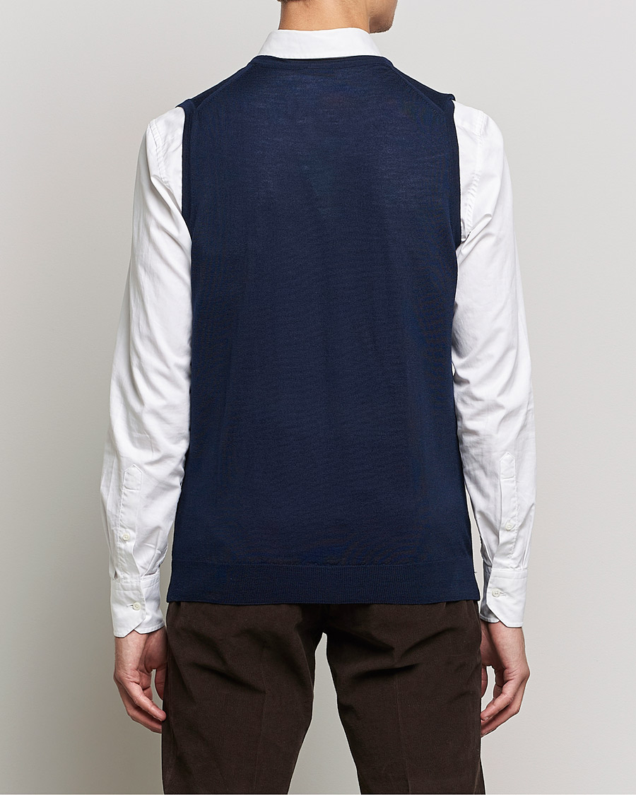 Heren | Truien | Stenströms | Merino Slipover Navy