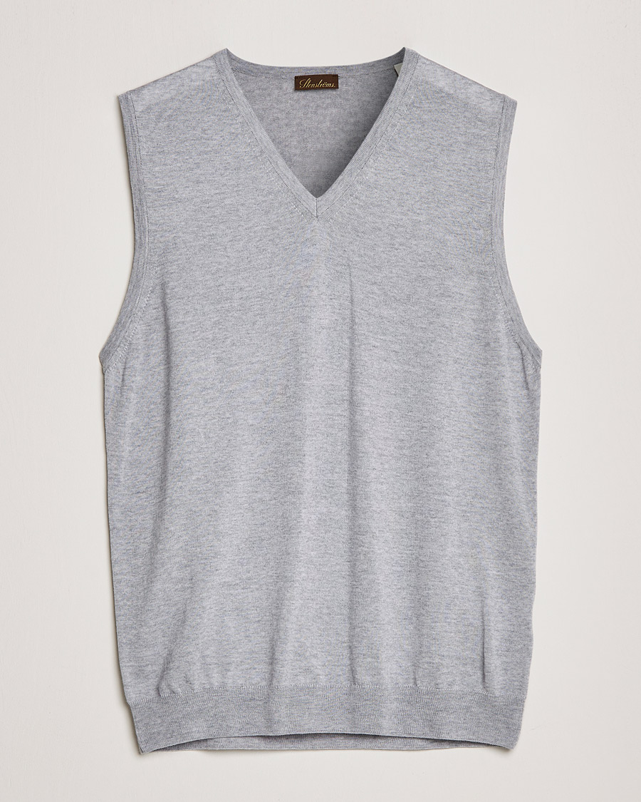 Heren | Truien | Stenströms | Merino Slipover Light Grey