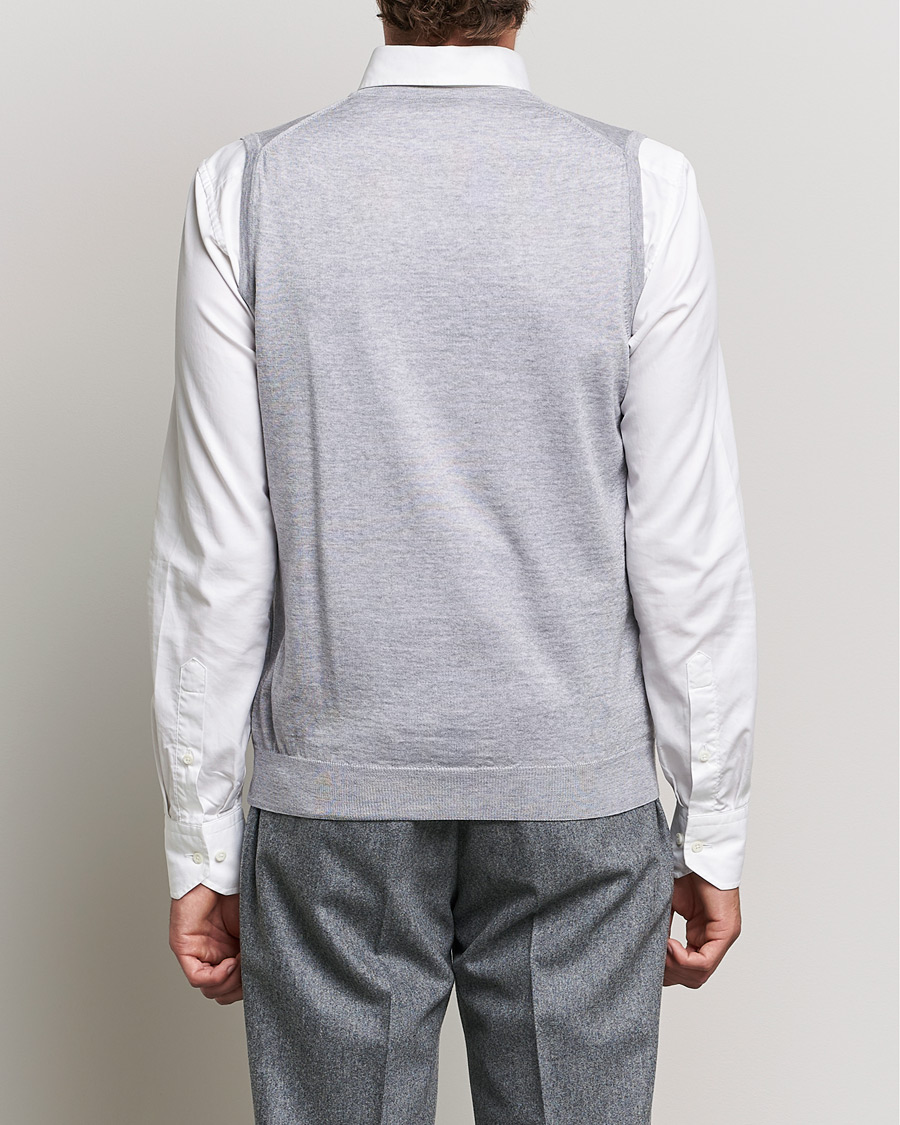 Heren | Truien | Stenströms | Merino Slipover Light Grey