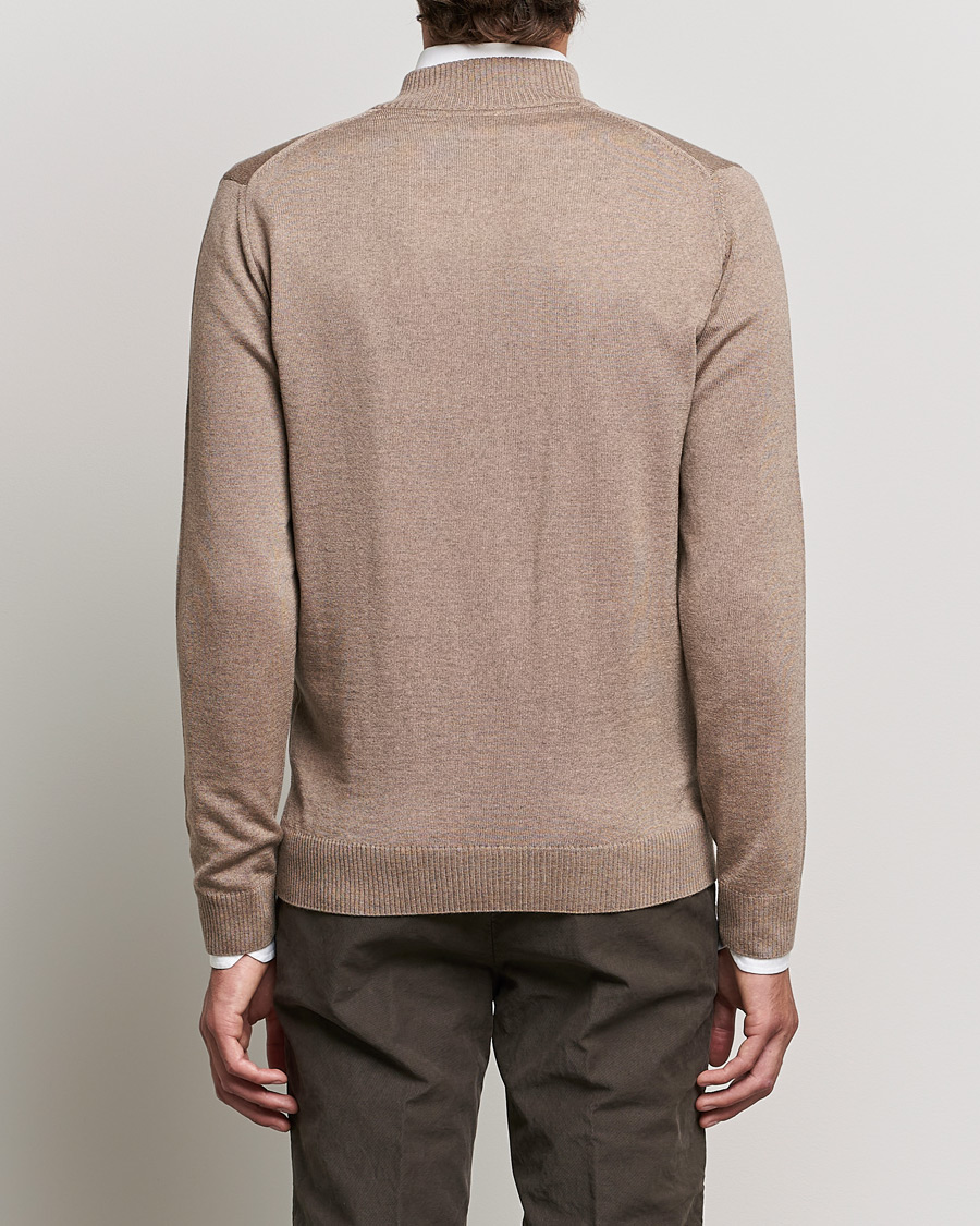 Heren | Truien | Stenströms | Merino Full Zip Camel