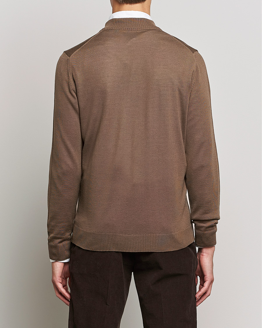 Heren | Truien | Stenströms | Merino Full Zip Brown