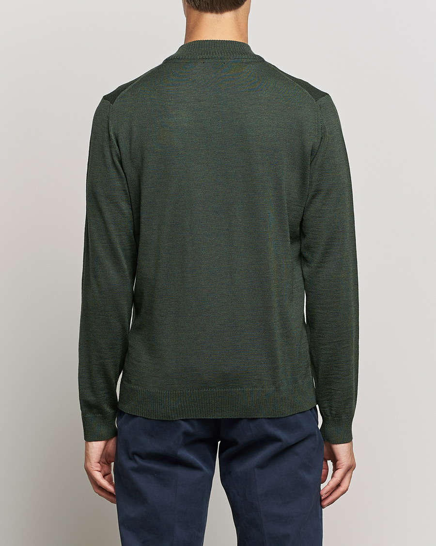 Heren | Truien | Stenströms | Merino Full Zip Dark Green