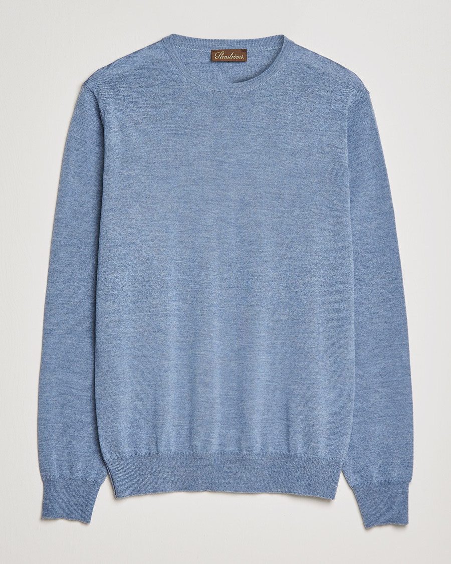 Heren | Truien | Stenströms | Merino Crew Neck Light Blue