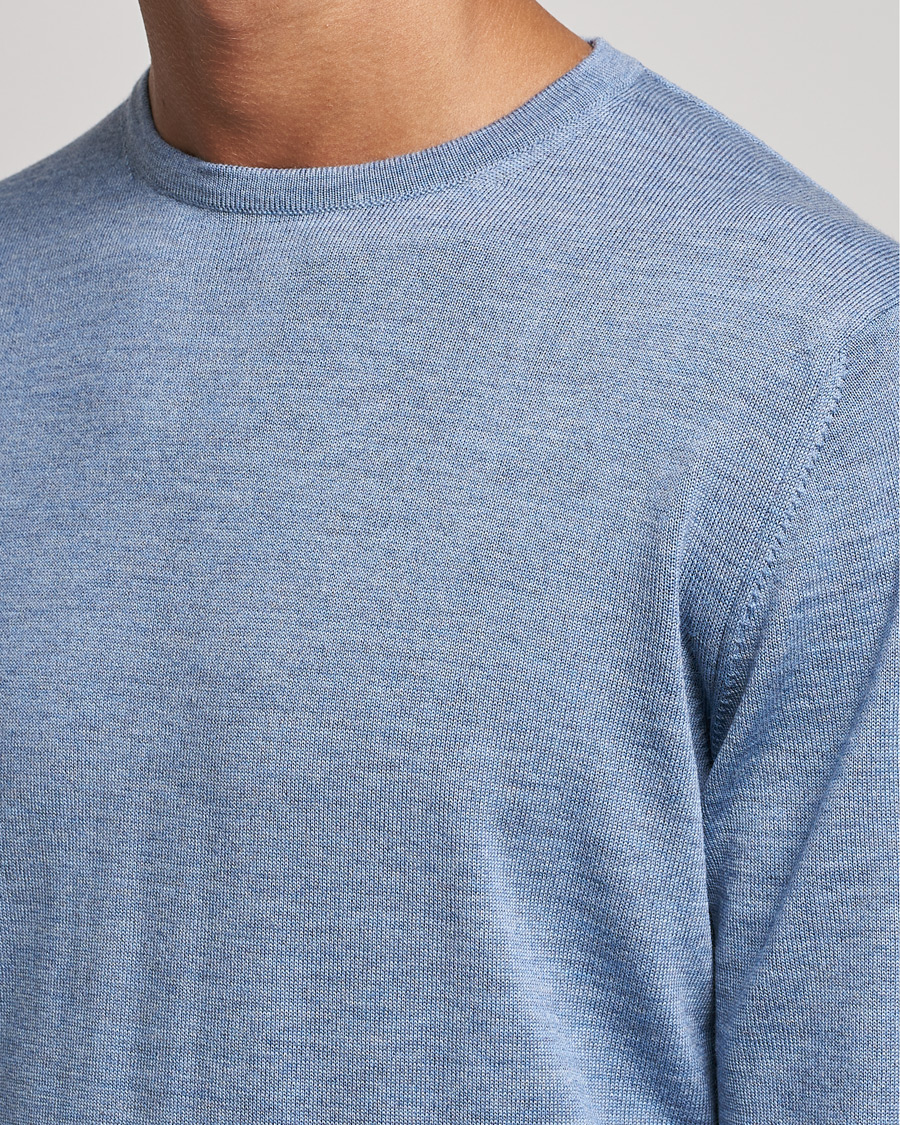 Heren | Truien | Stenströms | Merino Crew Neck Light Blue