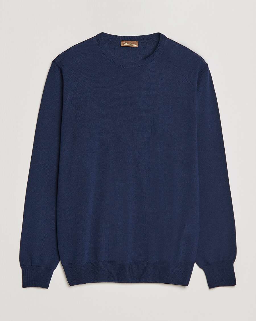 Heren | Truien | Stenströms | Merino Crew Neck Navy