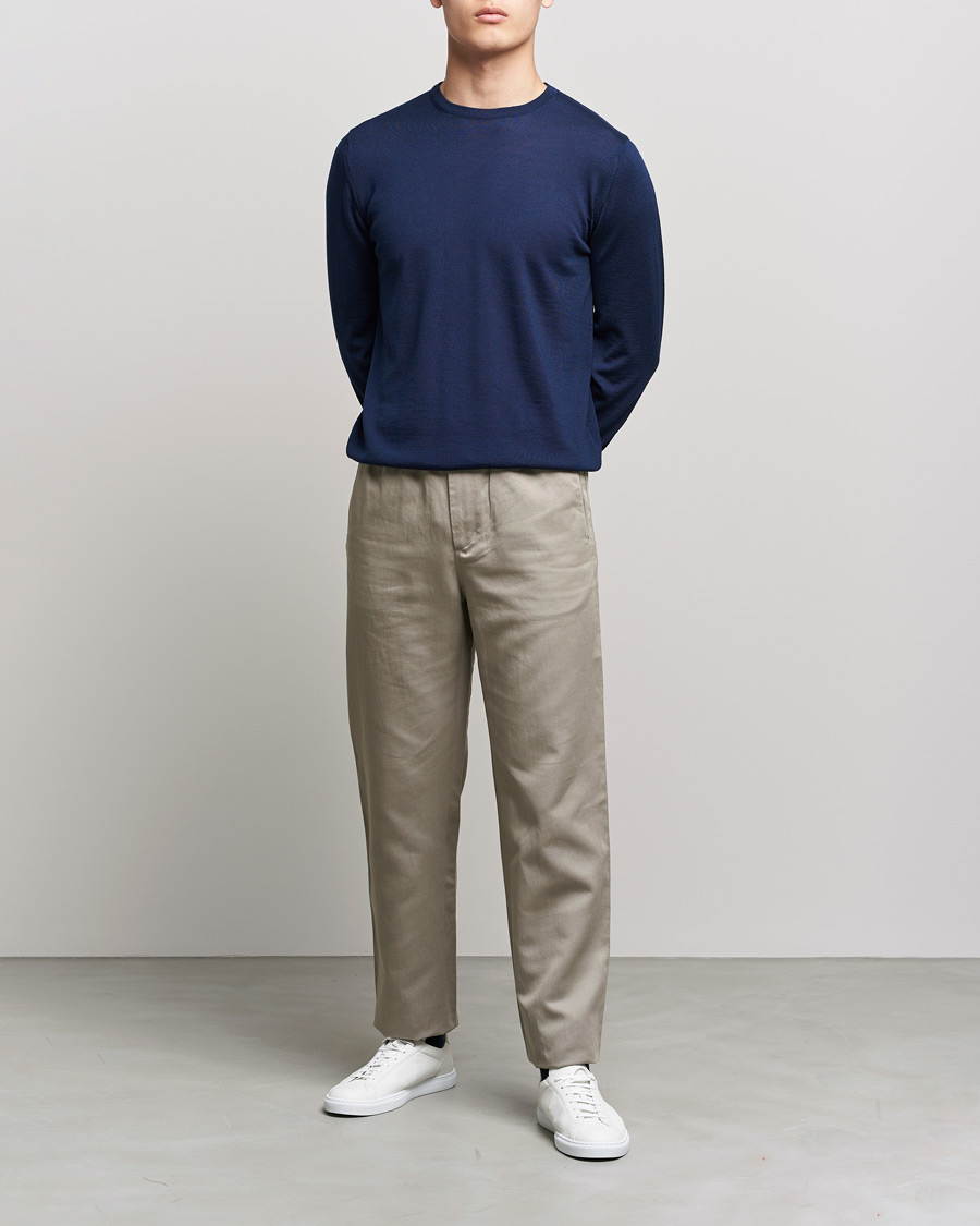 Heren | Truien | Stenströms | Merino Crew Neck Navy