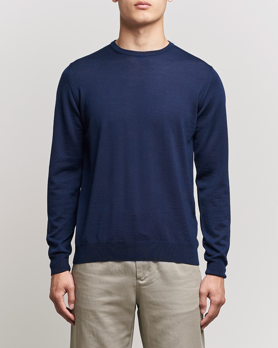 Heren | Truien | Stenströms | Merino Crew Neck Navy