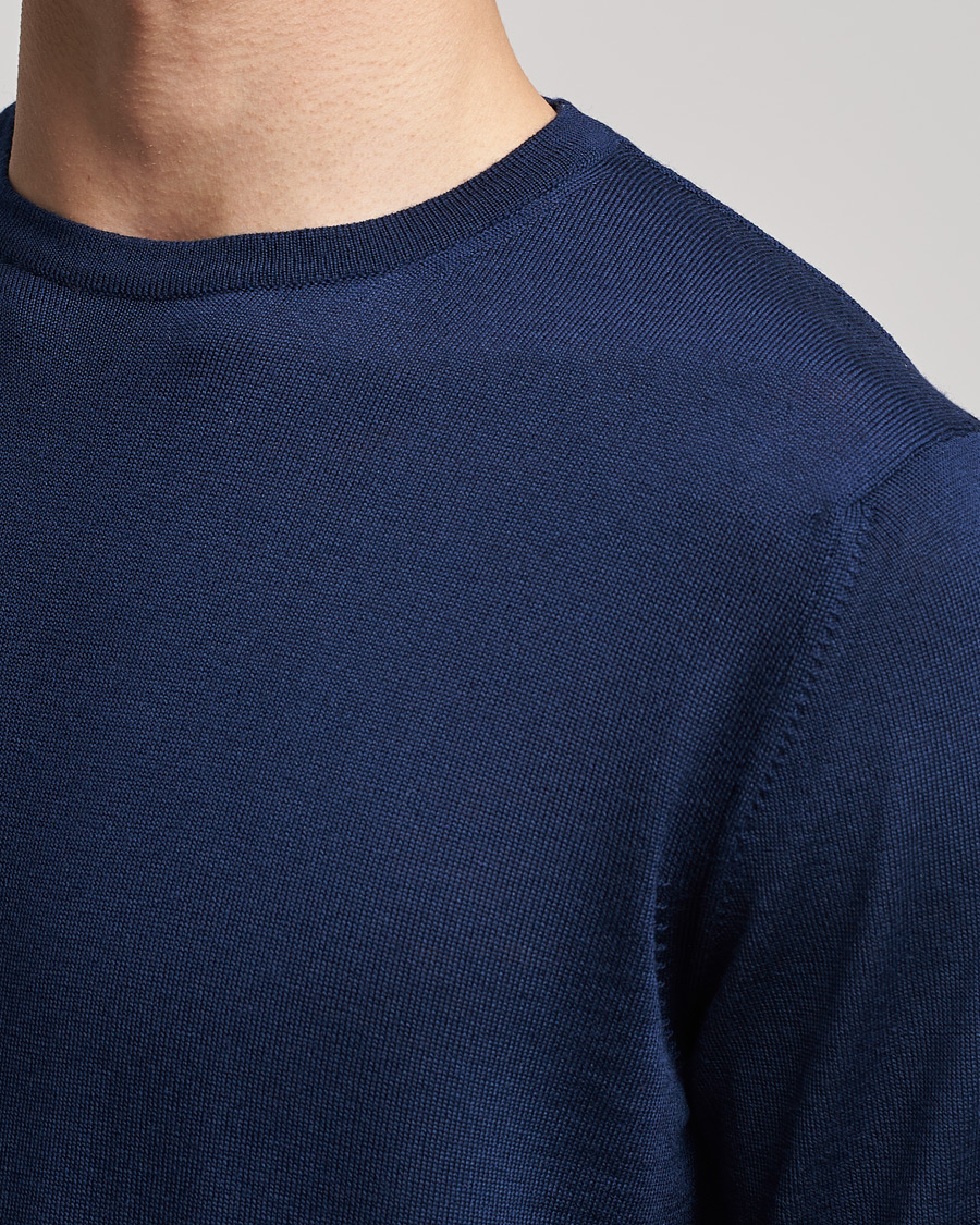 Heren | Truien | Stenströms | Merino Crew Neck Navy