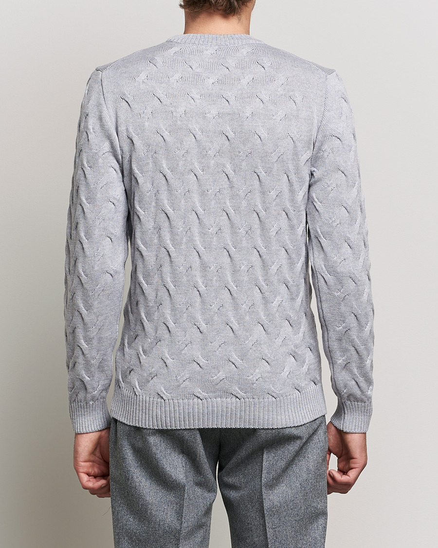 Heren | Truien | Stenströms | Heavy Cable Merino Crew Neck Light Grey