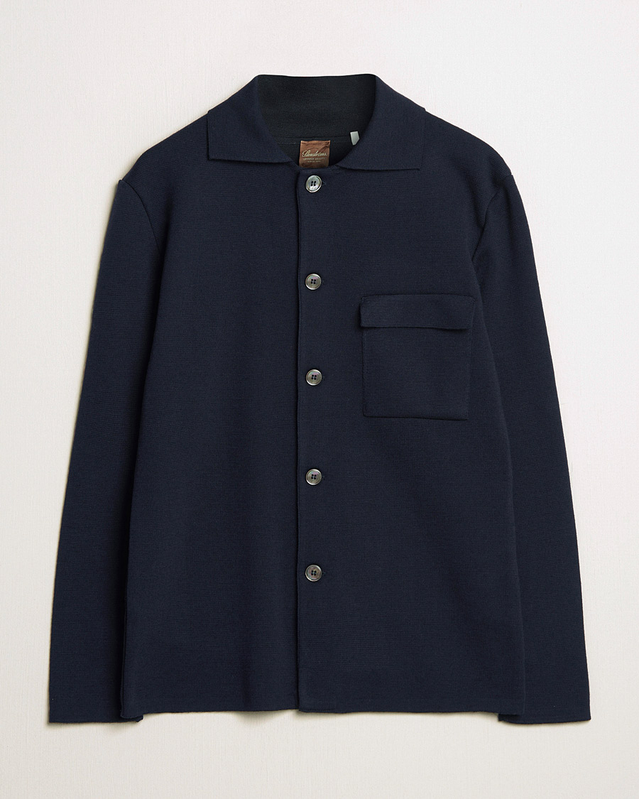 Heren | Truien | Stenströms | Merino Chest Pocket Cardigan Navy