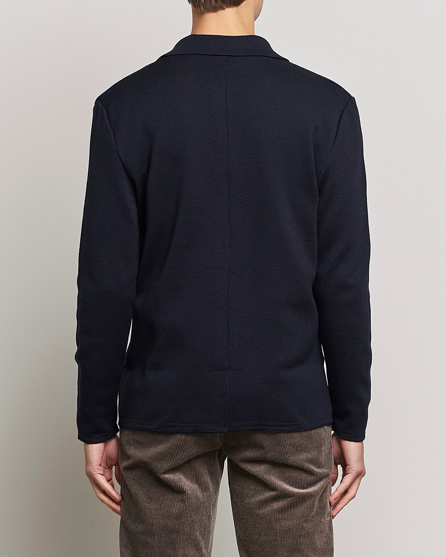 Heren | Truien | Stenströms | Merino Chest Pocket Cardigan Navy