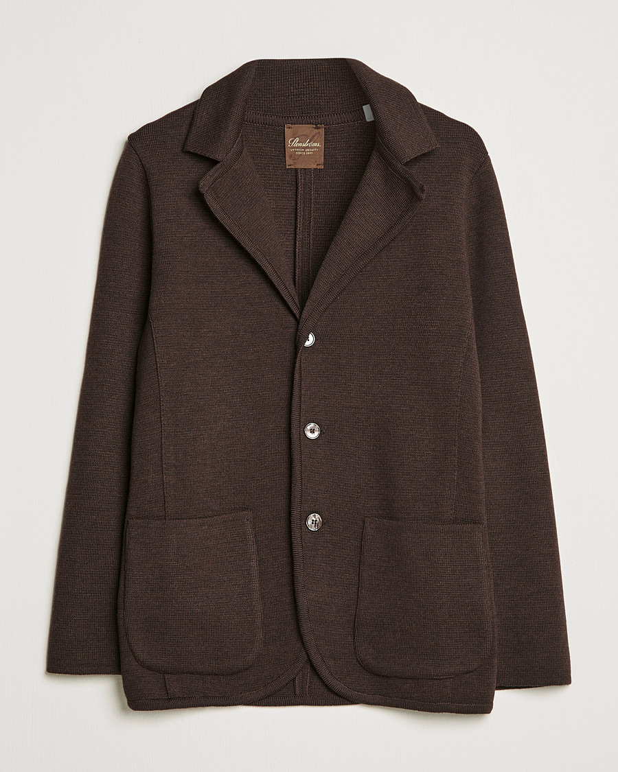 Heren | Blazers | Stenströms | Milano Knitted Merino Blazer Brown