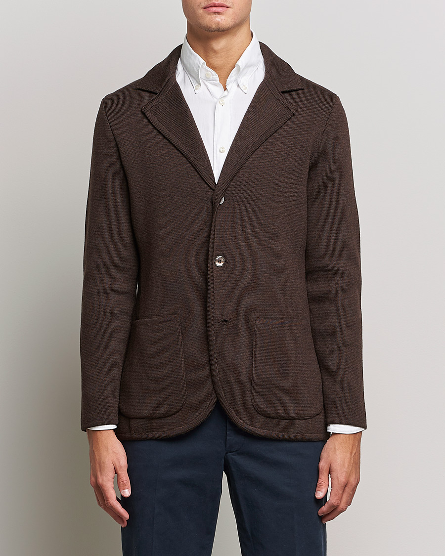 Heren | Blazers | Stenströms | Milano Knitted Merino Blazer Brown