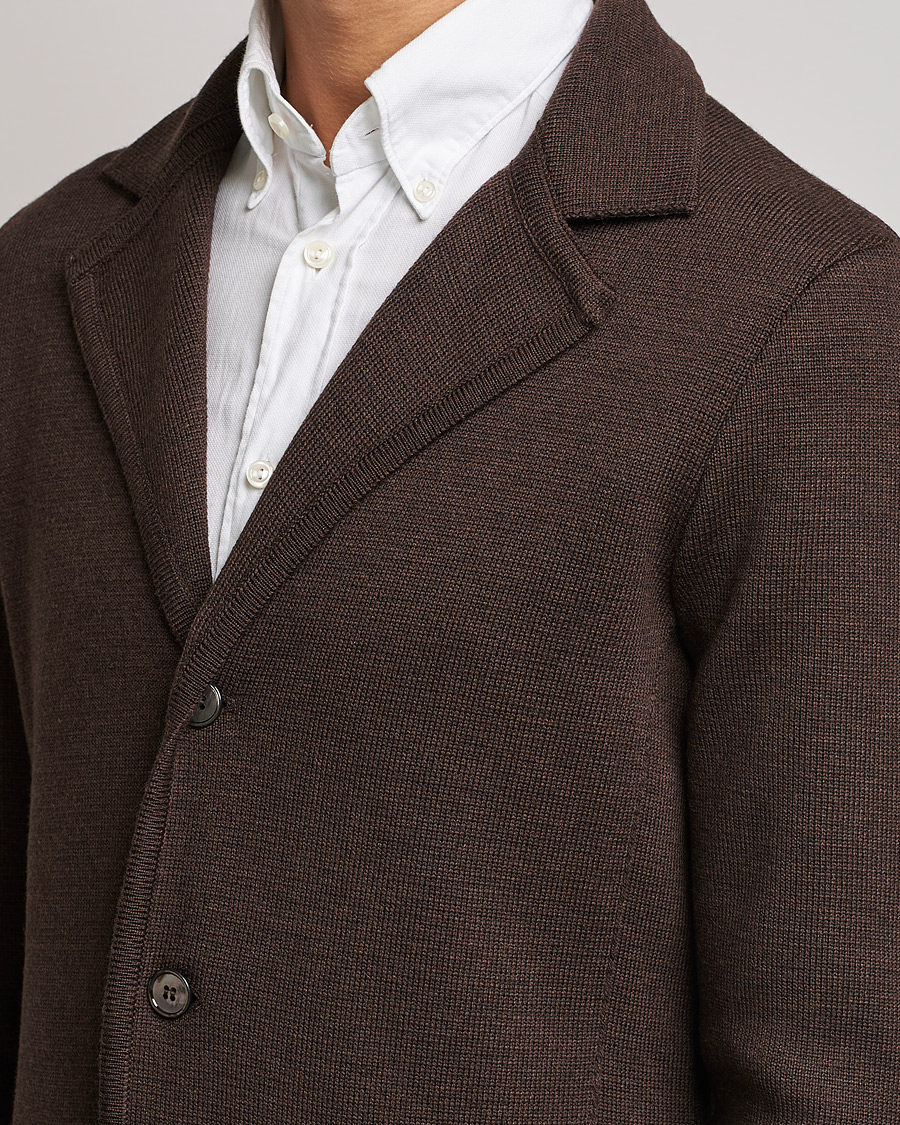 Heren | Blazers | Stenströms | Milano Knitted Merino Blazer Brown