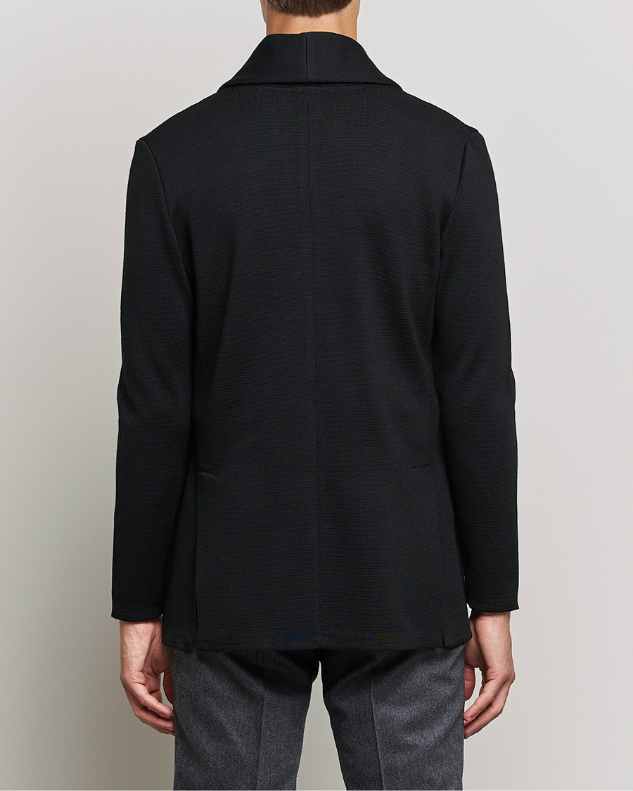 Heren | Blazers | Stenströms | Milano Knitted Merino Tuxedo Cardigan Black